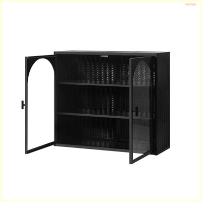 Armoire murale moderne 27,56 po à deux portes avec trois niveaux de rangement avec motif tissé caractéristique