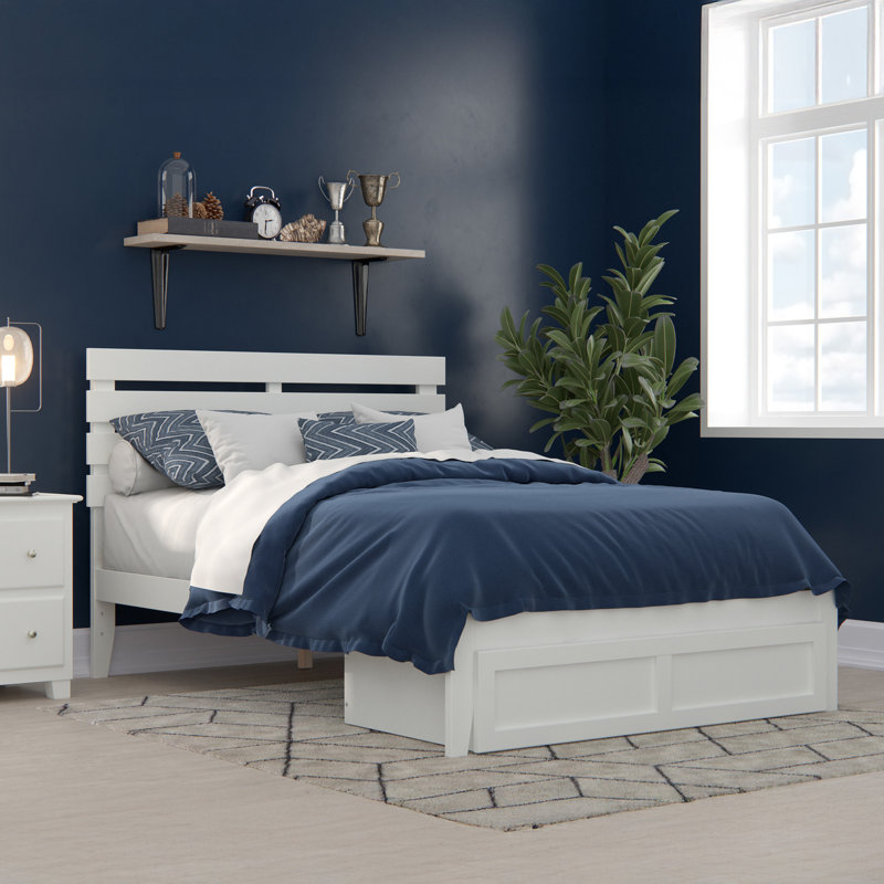 Lit plateforme avec rangement sous le lit Jaqson, Blanc, Double