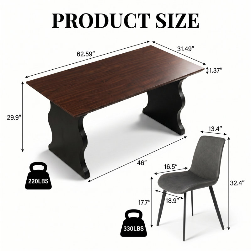  Table de salle à manger rectangulaire Kincannon, 7 pièces : table, 6 chaises, Gris