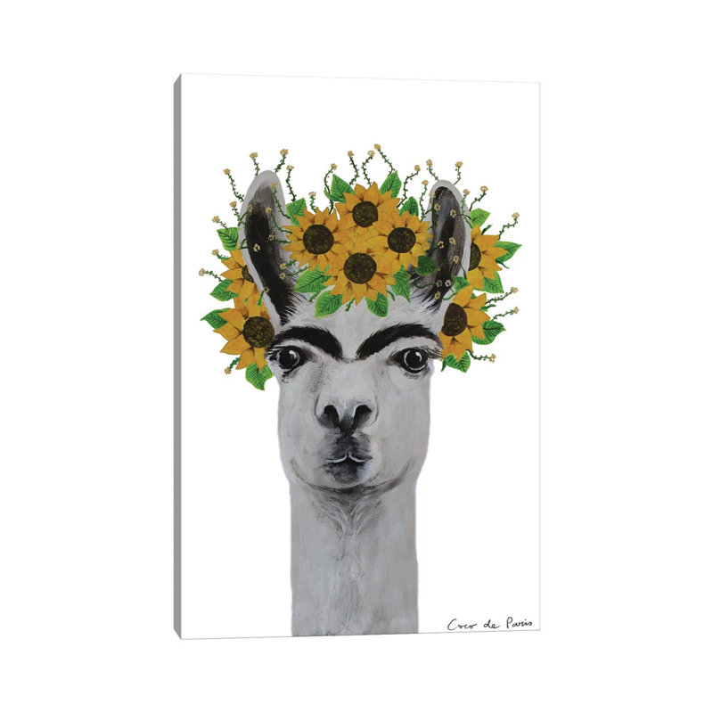 Frida Kahlo Llama par Coco de Paris - reproduction d'art, Toile tendue, Aucun mat, H 26 po x l 18 po x 1,5 po