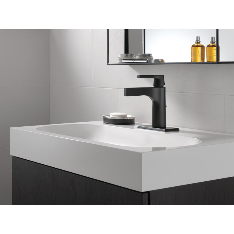Zura Single Hole Bathroom Faucet with Drain Assembly, Matte Black