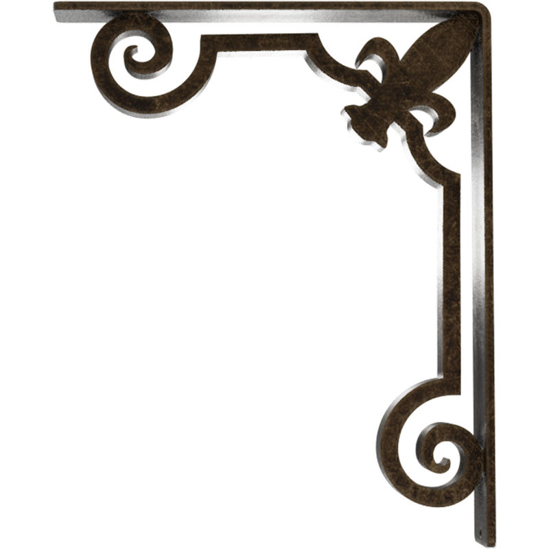Support en fer forgé Fleur De Lis, Or pâle antique, H 12 po x l 2 po x P 10 po