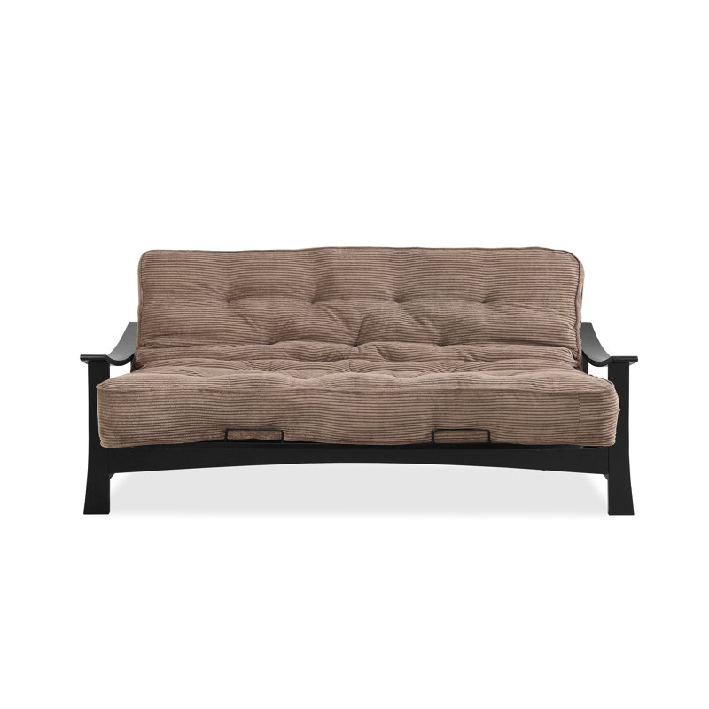Futon et matelas Mcavoy, Velours côtelé couleur chocolat