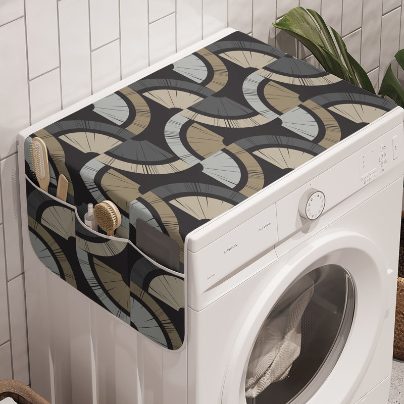 East Urban Home Geometric Washing Machine Organizer Pack of 2 47" x 18.5" Taupe Grey and Pale Sepia