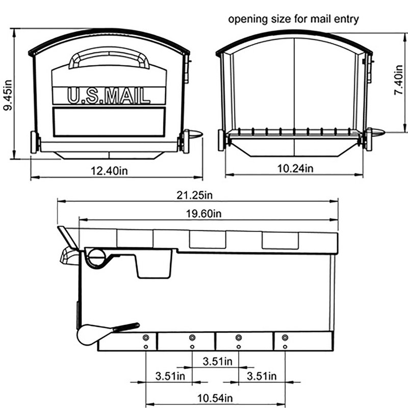 12 in x 9.5 in Plastic Post Mounted Mailbox