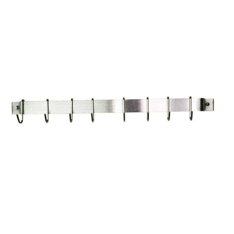 Handcrafted Easy Wall Mounted Pot Rack, 3" H x 36" W x 3" D, Stainless Steel