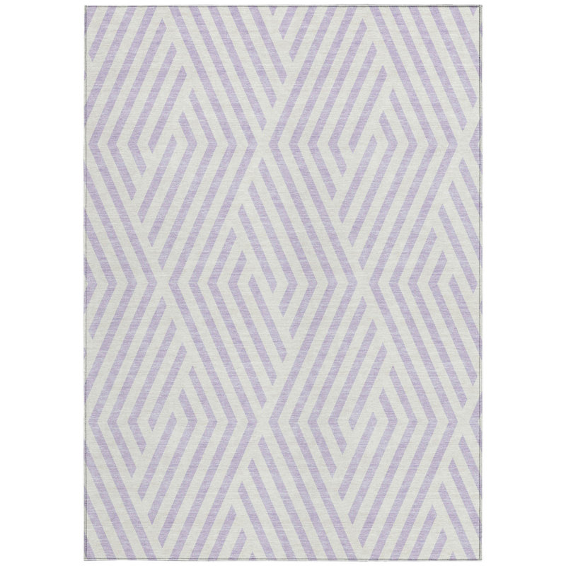 Tapis intérieur lavable antidérapant 9 pi x 12 pi lavande et ivoire