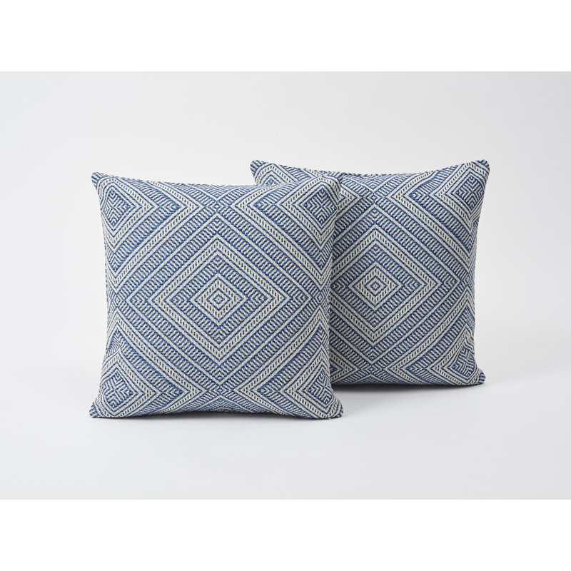Tortola I/O Pillow, 20" x 20", Blue/Beige