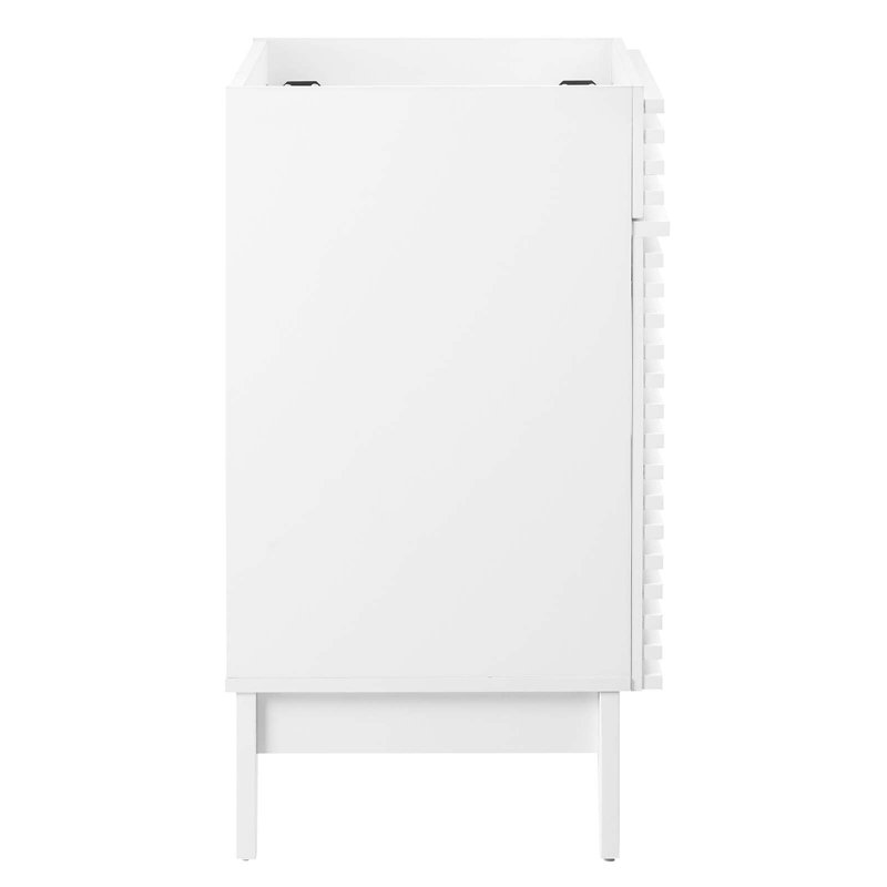 White Freestanding Mid-Century Modern Bathroom Vanity Cabinet