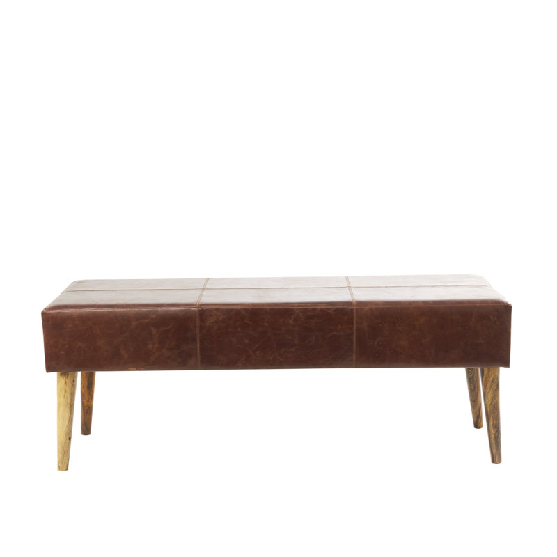 Casmir Genuine Leather Upholstered Bench