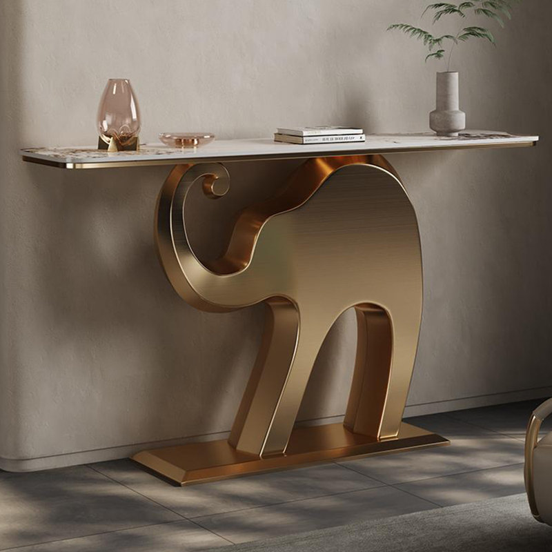 Console en acier inoxydable de style français, H 33,4 po x l 59 po x P 13,7 po