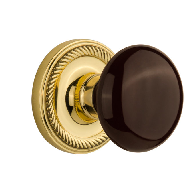 Rope Rosette with Brown Porcelain Door Knob Nostalgic Warehouse 