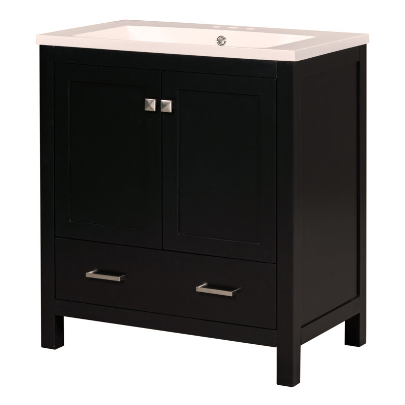 Meuble-lavabo de 30 po avec lavabo simple, meuble-lavabo sous comptoir, armoire de rangement avec 2 portes et tiroir