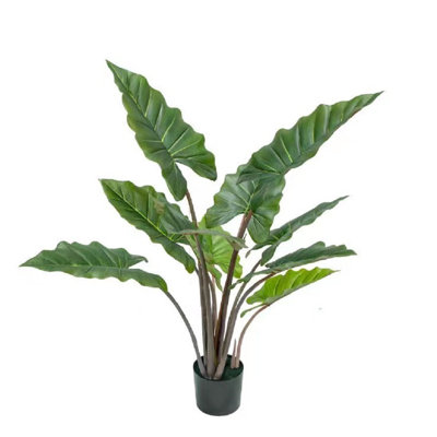 45" Faux Colocasia Esculenta Plant in Pot, Artificial Tree House Floor Plants for Home Office Decor Indoor Housewarming Gift