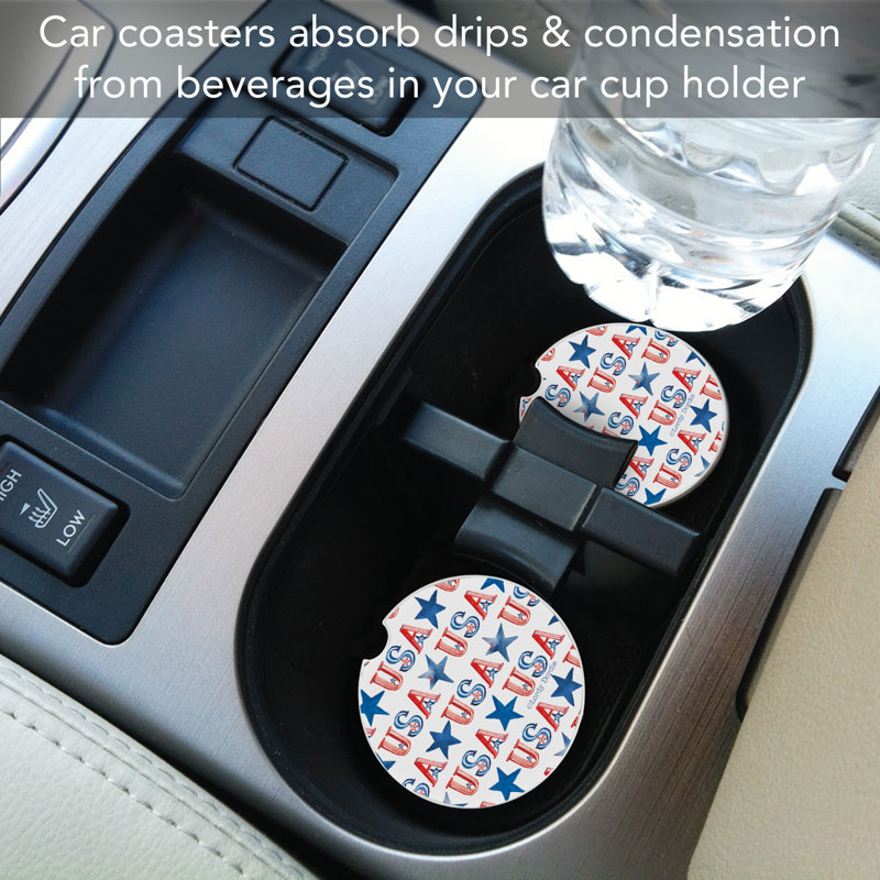 USA 2 Pack Stone Car Coasters