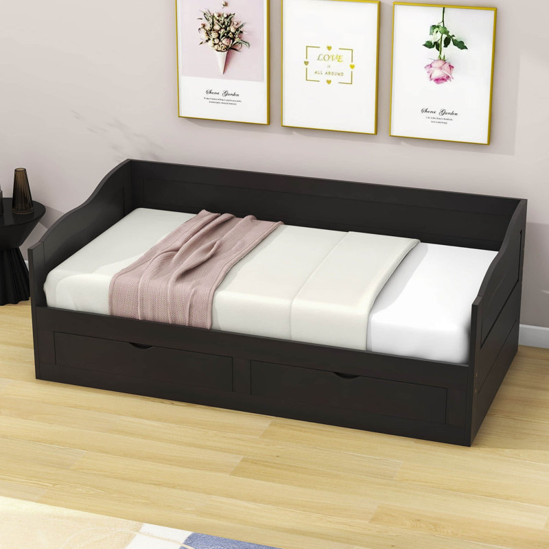 Eftimie Twin Size 2 Drawers Daybed with Trundle, Espresso