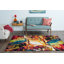 Tapis jaune / bleu à motif abstrait Weisman-25723783
