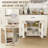 46" Kitchen Island On Wheels With Storage & Power Outlet - Movable Rustic Breakfast Bar Table, Wood Top With Adjustable Shelf & Drawer For Kitchen Dining Living Room