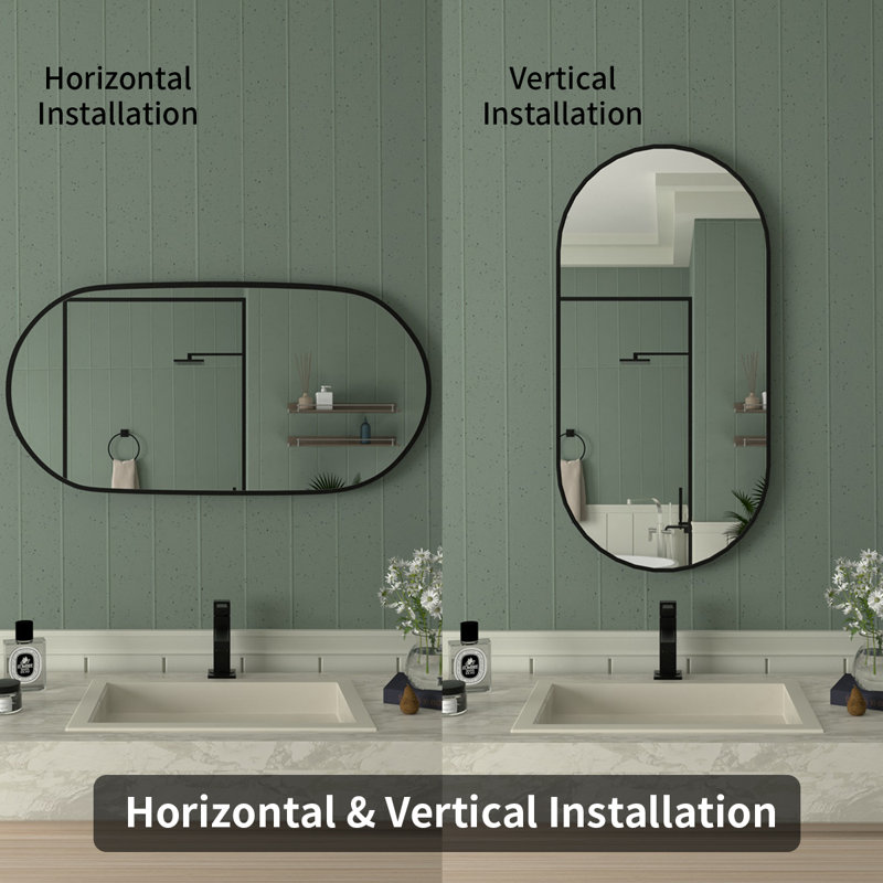 18 po X P 36 po Miroir de salle de bain mural H, Noir