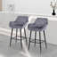 Bar Stools Set Of 2, Gray and Black Velvet Fabric With Backrest And Armrests, Auitable For Kitchen, Home, Bar, Counter-954636603
