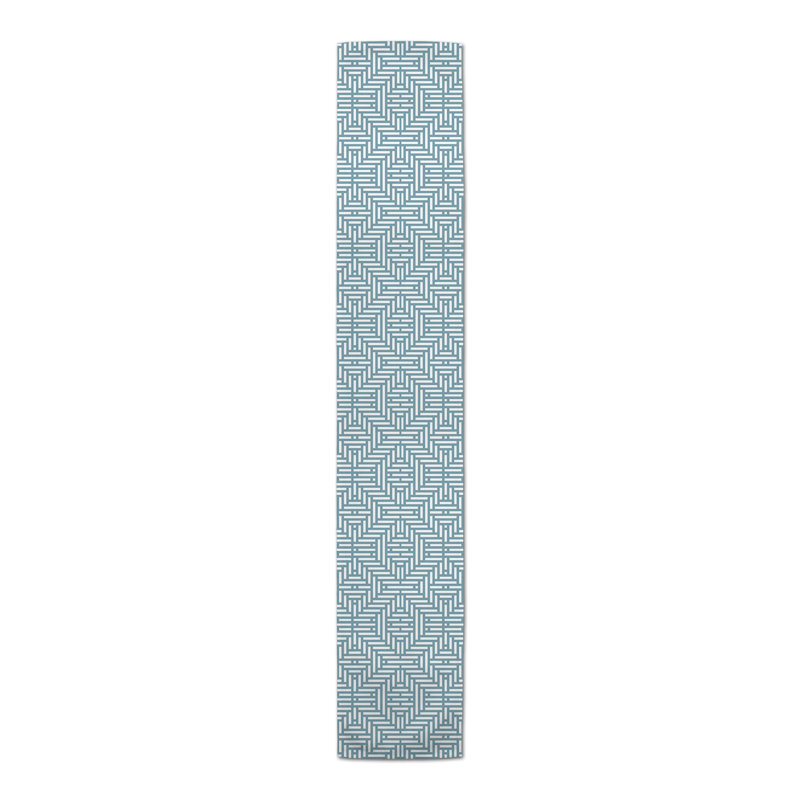 Bromell Rectangle Geometric Polyester Table Runner, 16" D x 90" L, Blue