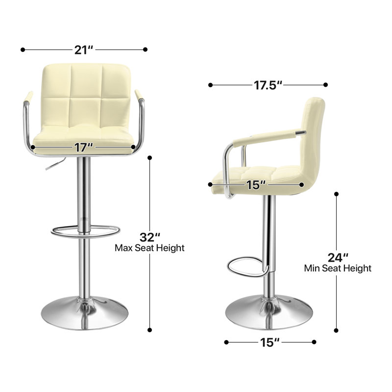 Swivel Bar Stool Adjustable Height Counter Height Chairs With Backrest Faux Leather Dining Barstools With Footrest And Armrests