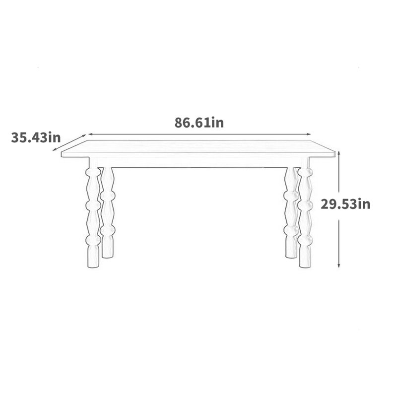 Table de salle à manger, L 35,43 po x L 86,61 po