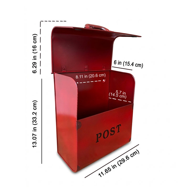 Boîte aux lettres murale en aluminium, Rouge rustique
