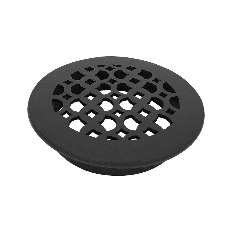 Grille d'aération 7,5 po Tudor Mushroom, ronde 6 po, fonte d'aluminium, VR100, Noir, noir, noir, noir