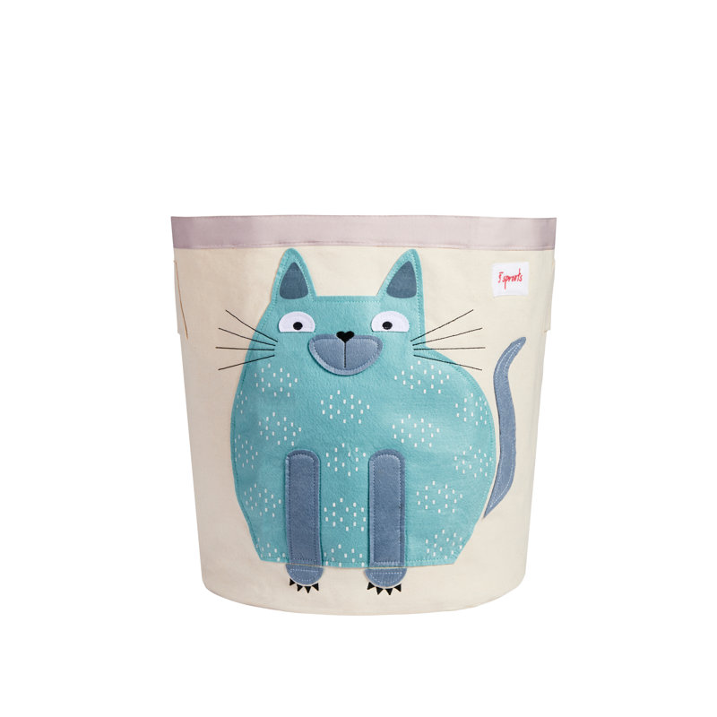3 Sprouts - Canvas Storage Bin - Laundry and Toy Basket for Baby and Kids - Cat
