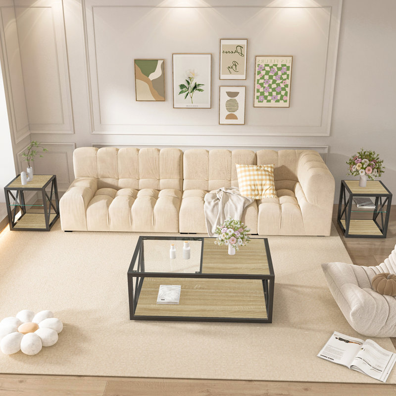 Table basse moderne pour chambre à coucher et salon, Bois naturel