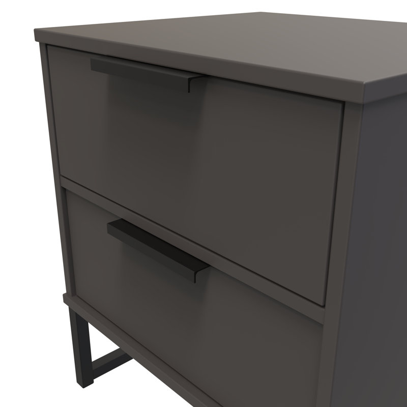 Turah 2 Drawer Bedside Cabinet (Ready Assembled), Graphite