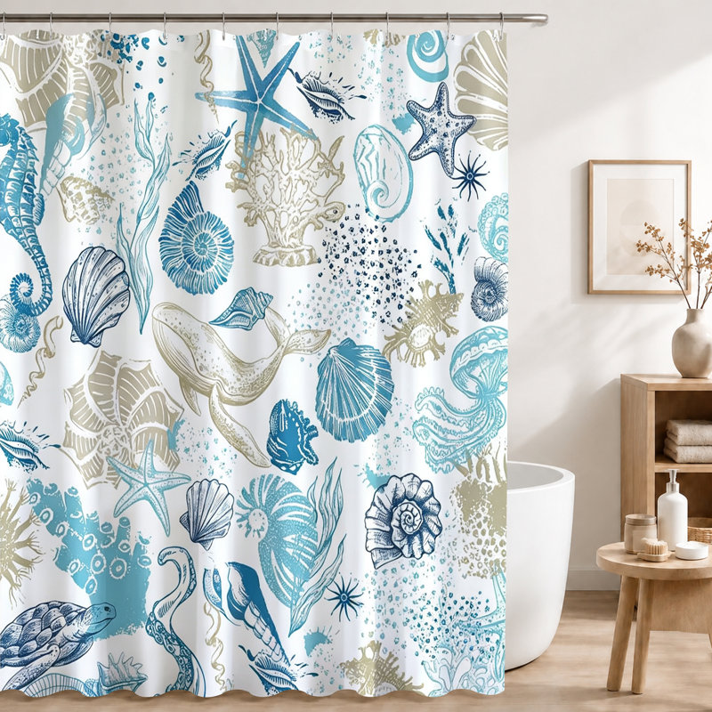 Shower Curtains with Hooks Included
