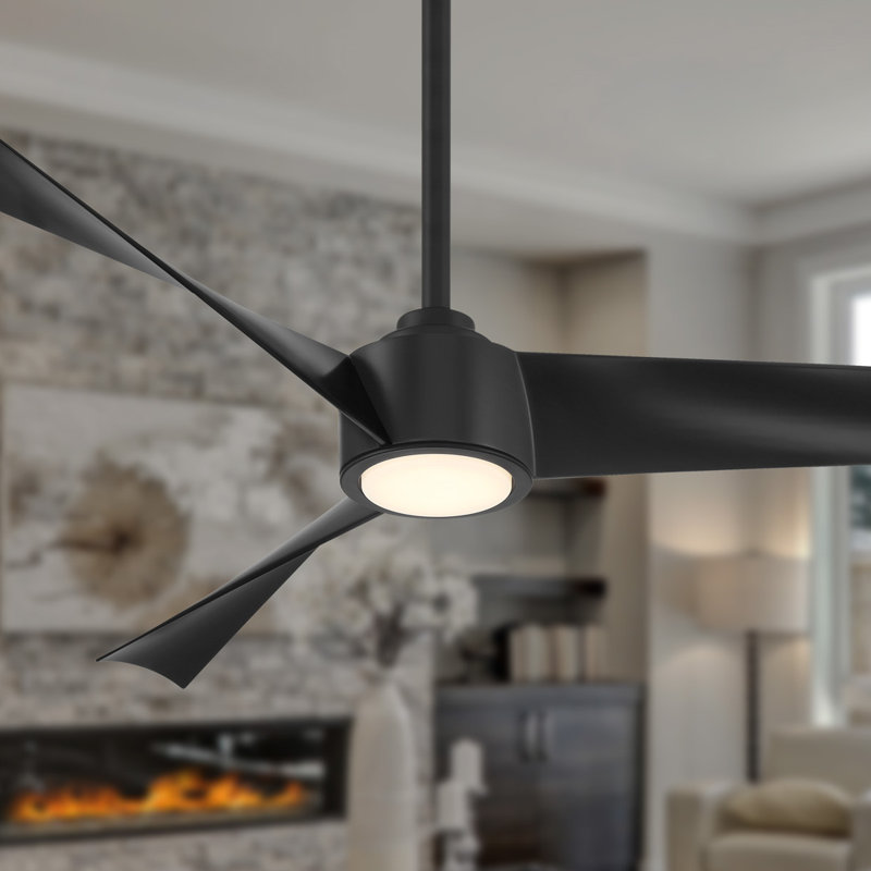 Pike 56" Led Ceiling Fan, Black, Black