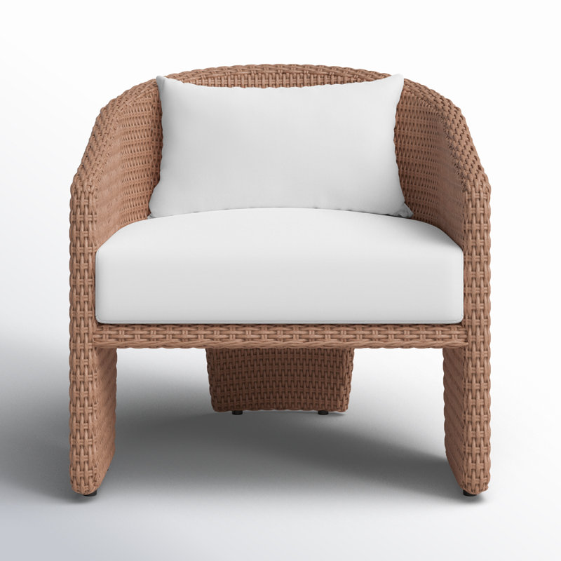 Chaise de patio avec coussin Charies, Rétro naturel / blanc