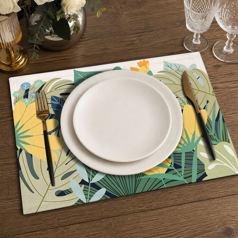 4-Piece Polyester Rectangle Dining Table Placemat