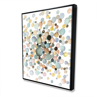 Little bubbles - Beige Minimalist Framed Canvas Home Decor
