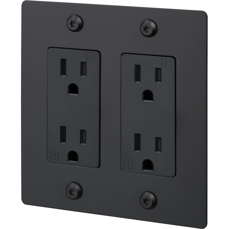 2G Duplex Outlet / Linear / Without Logo, Black