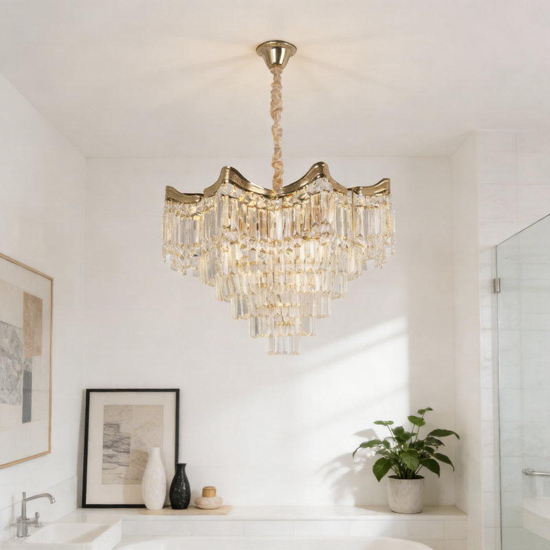 12-light Modern Tiered Crystal Chandelier With Bulbs