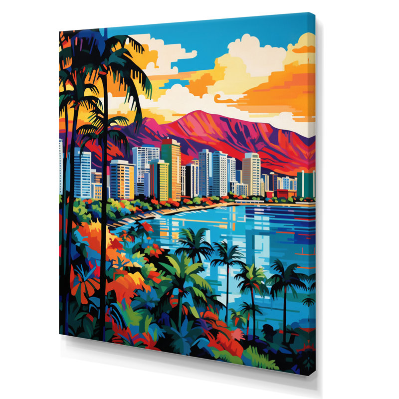«Yendy City Honolulu Popart II», reproduction sur toile, H 20 po x l 12 po x P 1 po, Toile tendue