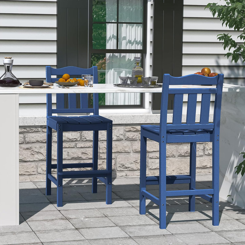 Ensemble de 2 chaises de bar d'extérieur 44 po Adirondack, Marine