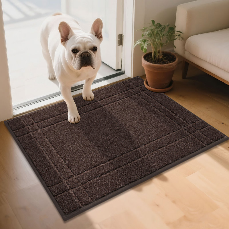 Non-Slip Geometric Indoor Doormat, 61cm W x 91.4cm L, Brown