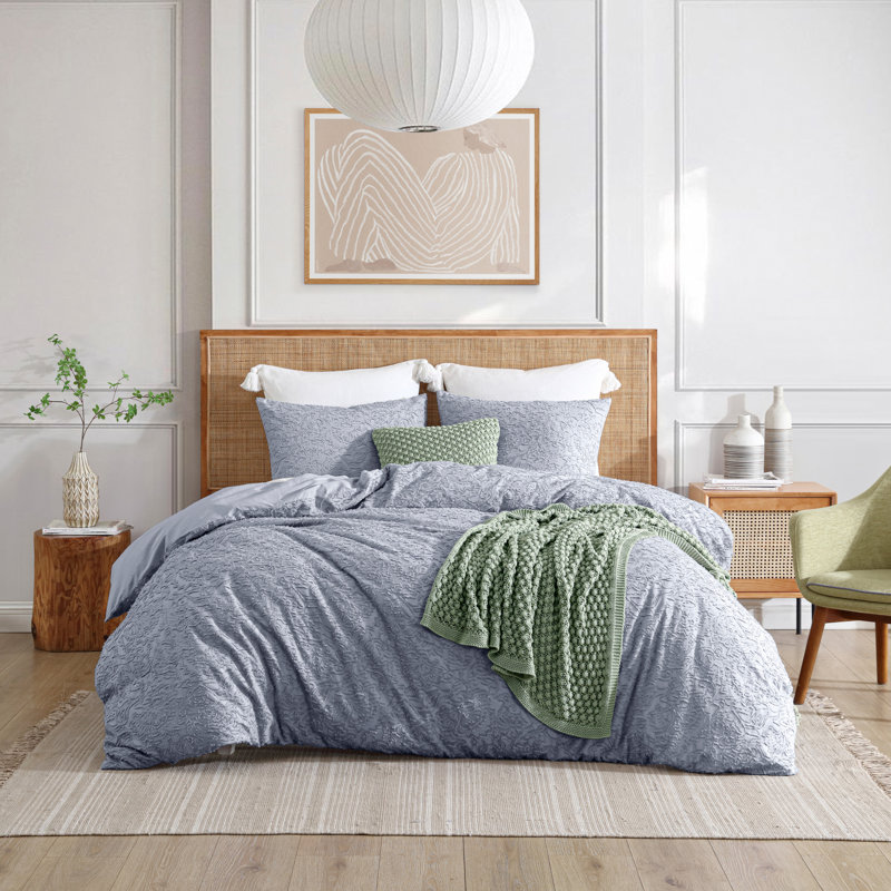 Lilac Floral Cutwork Cotton King Comforter Set