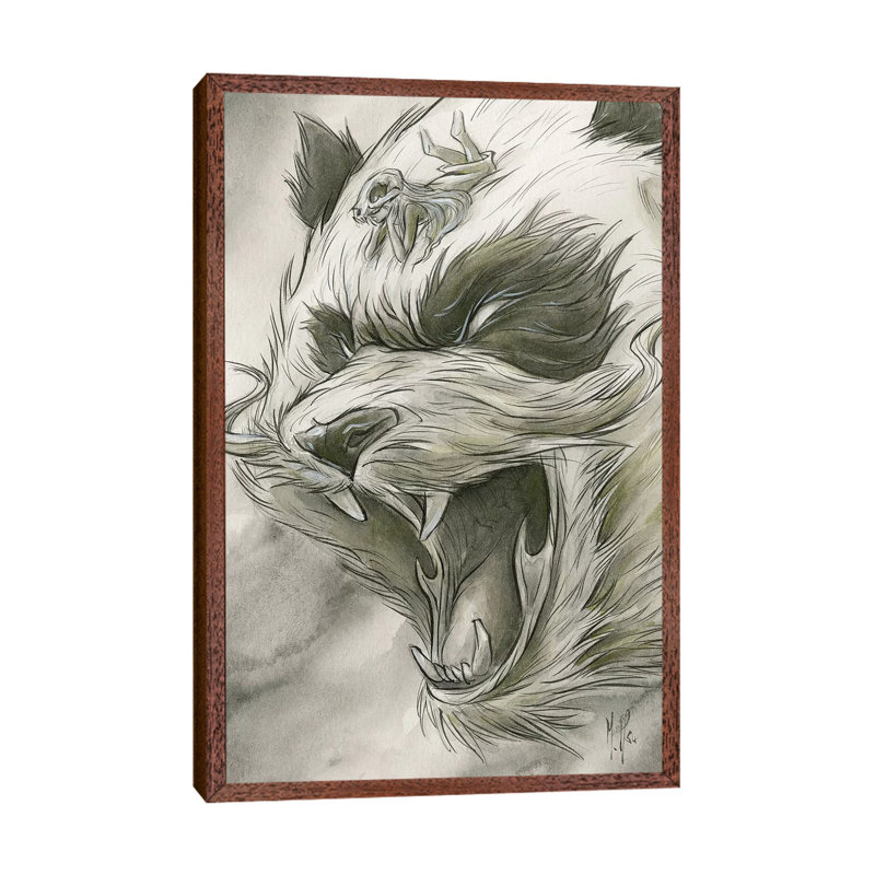 Spirit Animals Panda by Martin Hsu - Print on Canvas, 66.04 cm H x 45.72 cm W, Classic Brown Wood Framed