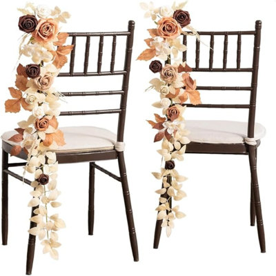 2 pièces de décoration de chaise de mariage, guirlande florale d'allée, fleurs de banc artificielles, guirlande suspendue, arrangement floral de roses (sans chaise)