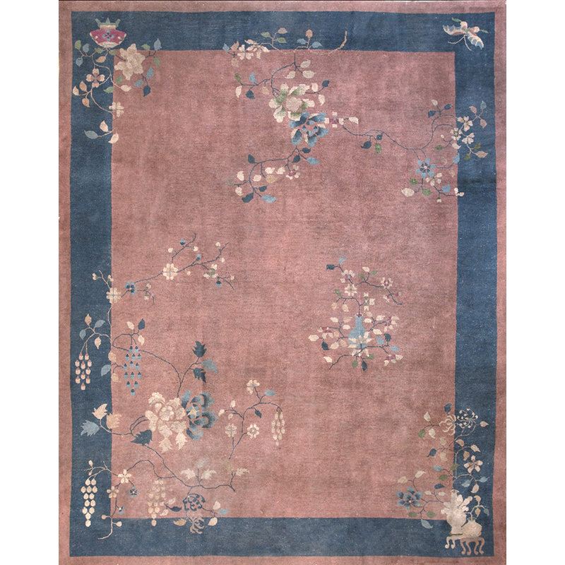 Antique Classic Floral Chinese Art Deco Design Area Rug