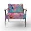 Chaise d'appoint rembourrée rose et bleu pastel-112889458