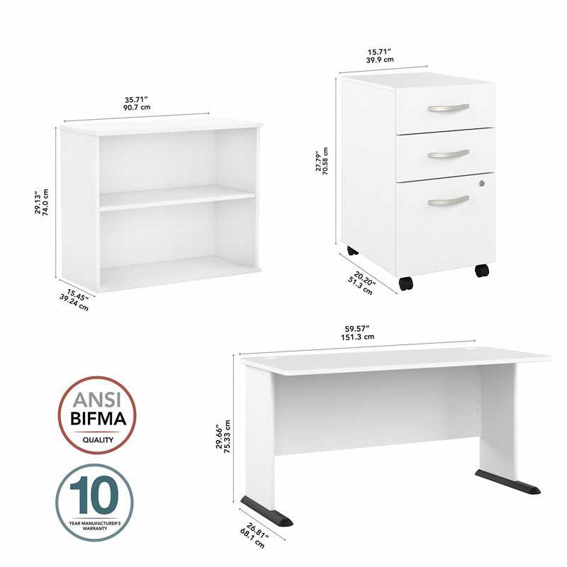Ensemble de bureau d'ordinateur Studio A, Blanc