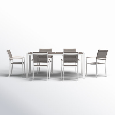 Aynura 6 - Person Metal Patio Dining Set with Rectangular Table