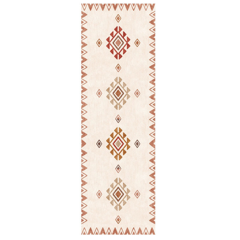 Tapis décoratif brun brun beige en polyester tissé à la machine, Rectangle 5 pi 3 po x 7 pi 7 po